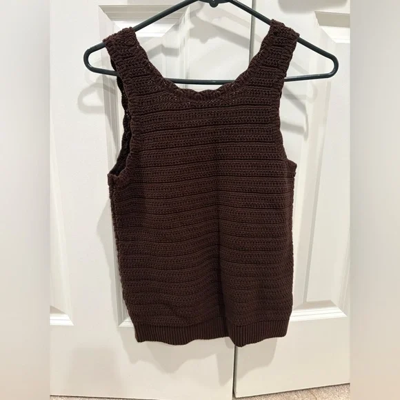 Loft Brown Crochet Scalloped Tank Sweater - Picture 3 of 4